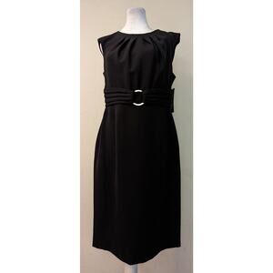 Chelsea Rose Dress SZ 10 Black sleeveless tank Belted 0178